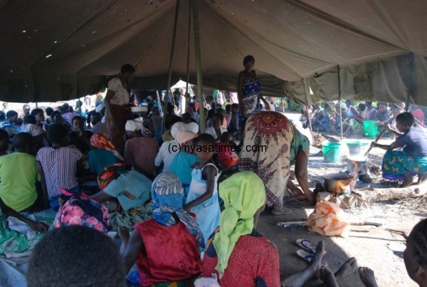 Malawians displaced by the floods shelter in a tent in the Chikwawa district. MSF has set up dozens of evacuation centres but food and water are scarce