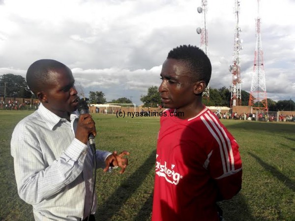 Manyenje being interviewe after the Red Lions game at Balaka Stadium- Pic Lucky Mkandawire