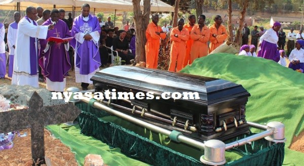 Mbewe's casket before being interred