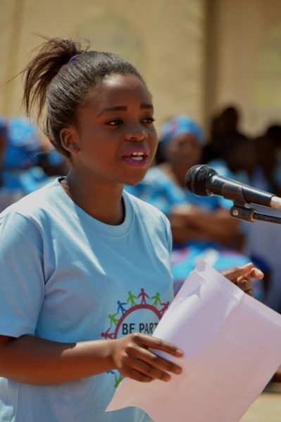 Memory Banda from Youth Advocate making her inspiration speech to fellow girls at the conference(C)govati nyirenda.