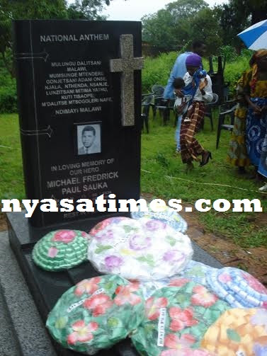 Micheal Sauka Tombstone built by sympathisers.