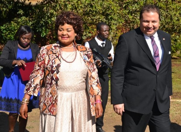 Minister of ICT and Civic Education, Hon. Patricia Kaliati excitedly arrives at Egyptian Embassy to attend the 3rd Anniversary for Egyptian Revolution at Area 10 in Lilongwe-(c) Abel Ikiloni, Mana