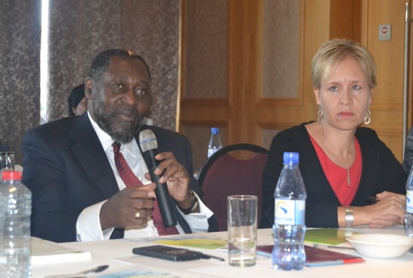 Minister of Labour, Henry Mussa with UN Resident Coordinator, Mia Seppo during the launch of Human Development Report at BICC in Lilongwe-(c) Abel Ikiloni, Mana 