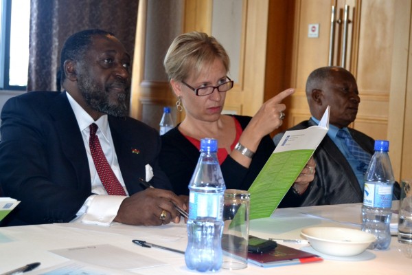 Minister of Labour, Henry Mussa with UN Resident Coordinator, Mia Seppo during the launch of Human Development Report at BICC in Lilongwe-(c) Abel Ikiloni, Mana