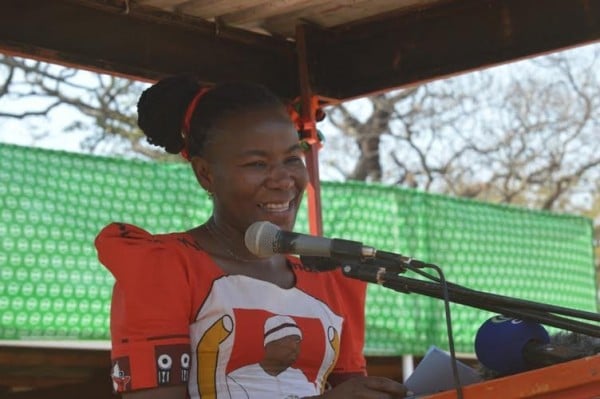 Minister of Sports and Culture Grace Chiumia speaking at Kulamba Ceremony-pic by Lisa Vintulla