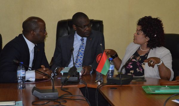 Ministers of lands,Justice and Information at the press briefing on lands reforms(C)Stanley Makuti
