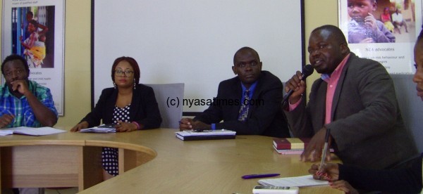 Ministry of Gender representative, Justin Hamela speaking at the press conference - photo LINA