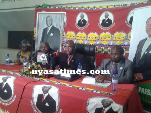 Mkaka and MCP officials addressing a news conference on Friday