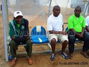 Escom coach Masanjala and his backtroom staff: Relegation dogfight