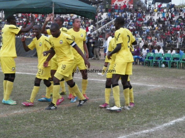 Mozambique players celebrating the equaliser
