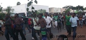 Mponela United supporters celebrate the promotion to Super League