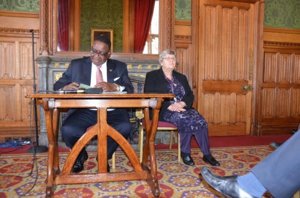 Mutharika addressing legislators as Baroness da Chalker listens attentively