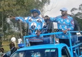 Mutharika and Chilima on arrival at Mzuzu upper stadium
