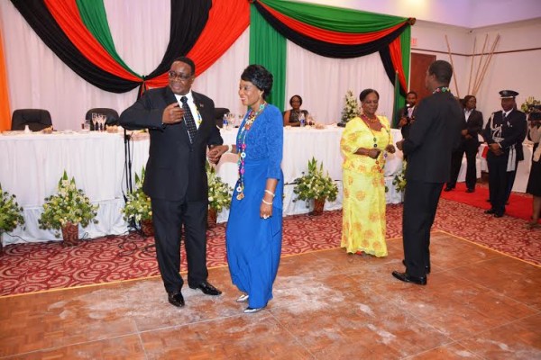Mutharika and First Lady dancing during the State Banquet in Lusaka