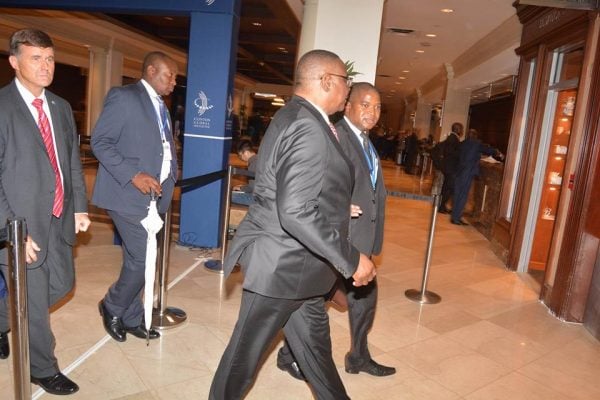 Mutharika arriving for the meeting.