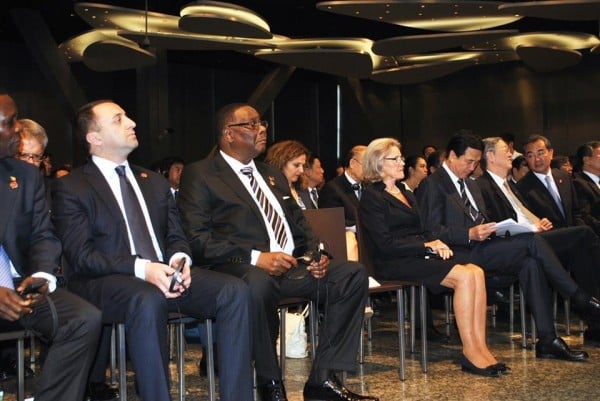 Mutharika in China listening at the opening of World Economic Forum