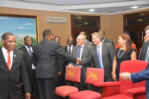 Mutharika interact with investors after the meeting at State House