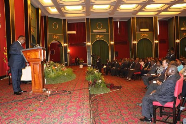 Mutharika speaking at official residence in Lilongwe