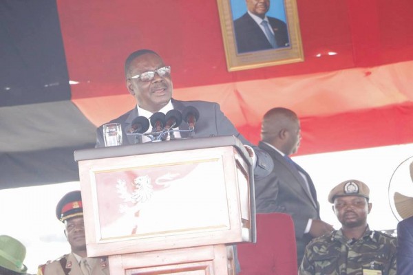 Mutharika speaking at the auction floors