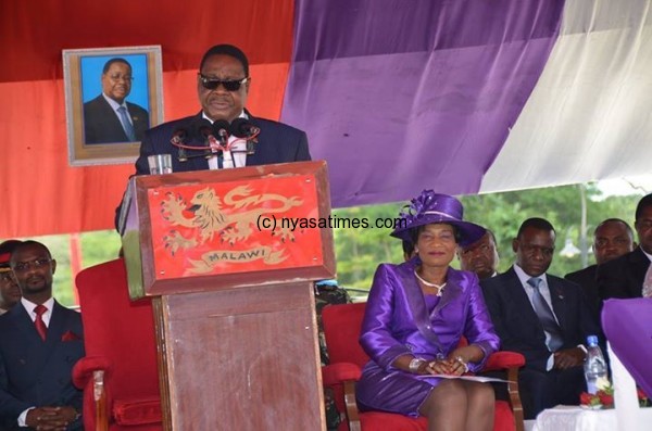 Mutharika speaking at the launch of HeForShe champaign
