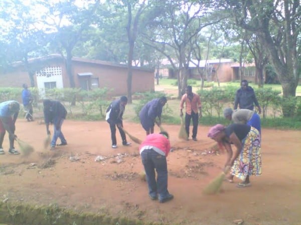 Mzuni Student Ctholics sweeping--Pic by Pius Nyondo