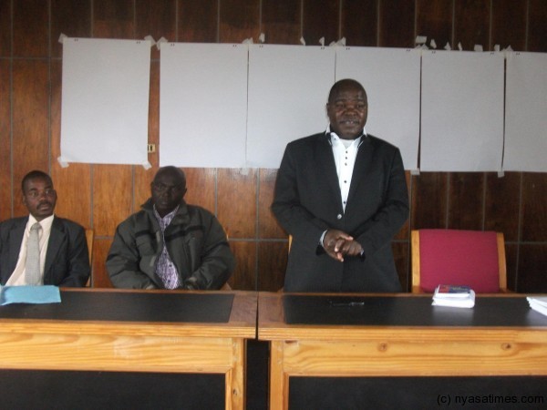 Chirwa captured at Mzuzu city council chambers call for appreciation of his roles..-Photo by Sebastian Nyirenda, MEC