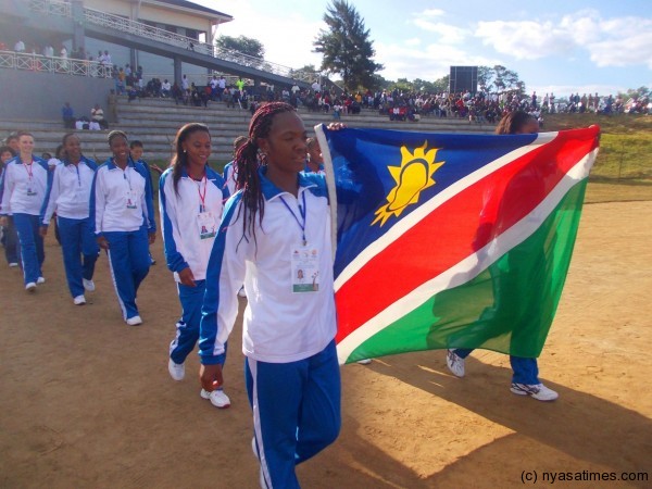 Namibia team parading their flag.....Photo Jeromy Kadewere