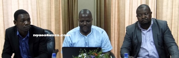 Network members (L-R) Charles Kajoloweka (YAS), Felix Manda (CCJP) and Muteyu Banda (YWS)