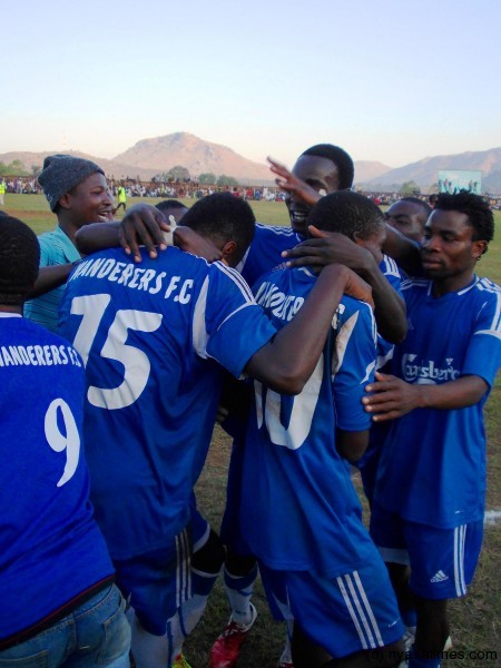 Nomads players celebrating Dzimbiri's goal.....Photo Jeromy Kadewere