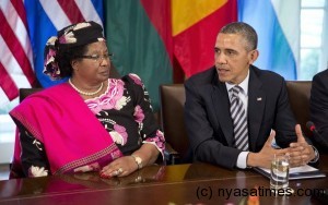 Obama with Malawi Pres.Joyce Banda: Good democratic governance