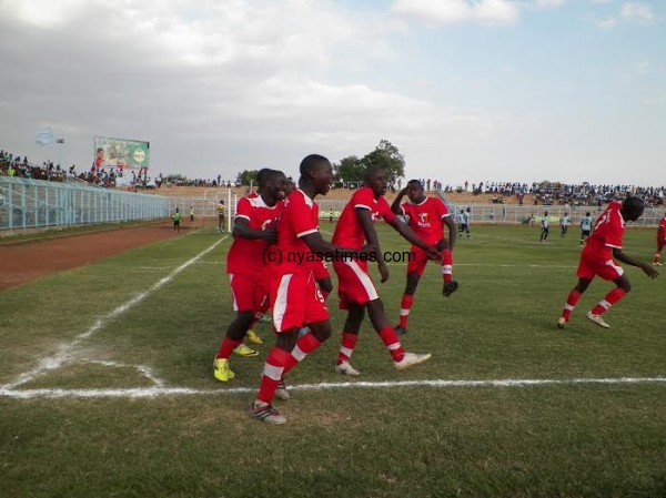 Off-the-hook! Lions celebrate the equaliser, Pic Alex Mwazalumo