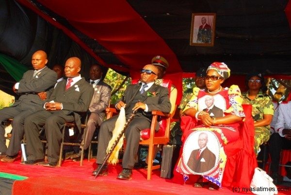 On the podium Mama and Kamuzu in Michael Usi's movie