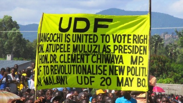 One of the banners in support of Atupele and Mp Clement Chiwaya....Photo Jeromy Kadewere.