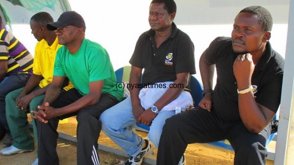 Oscar Kaunda on Civo United bench in deep thoughts when they were trailing 2-0.....Photo Jeromy Kadewere.