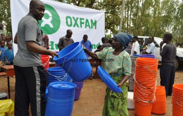 Oxfam giving out the items