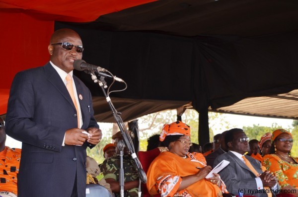 PP Treasurer General Harry Mkandawire speaks at the rally