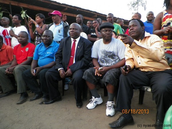 PS for Sports Justin Saidi (in suit), Director of Sports (in hat) enjoy the bout, pic Leonard Sharra, Nyasa Times