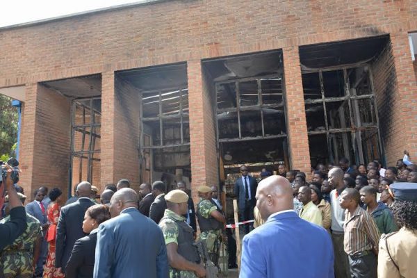Part of fire gutted Mzuzu University Library