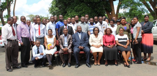 Participants pose for a group photo soon after the official opening for training of Televison Installers and Postal staff in Lilongwe - pic by Gladys Kamakanda