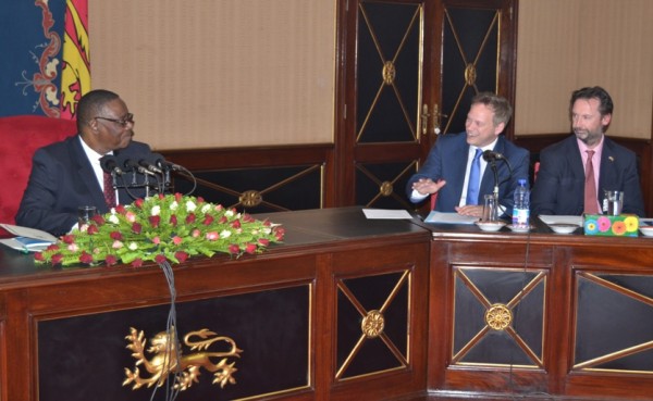President Peter Mutharika sharing words with UK Minister for International Development, Grant Shapps