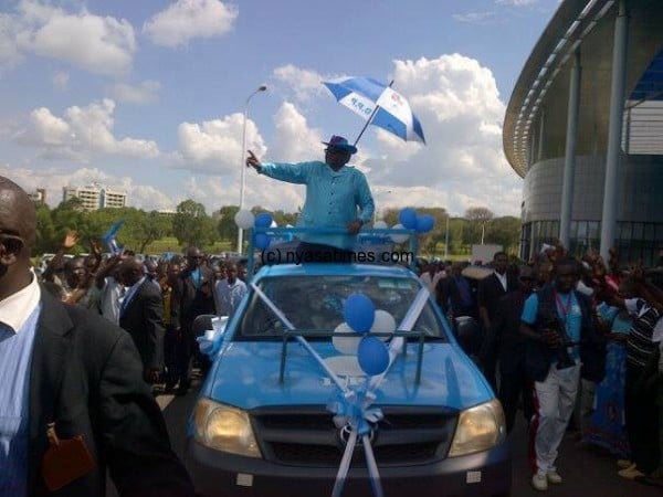 Peter Mutharika on arrival to launch DPP manifesto