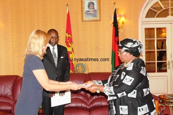 Poland High Commissioner Anna Roduchowska to Malawi presenting her letters of Credence to Dr BAnda