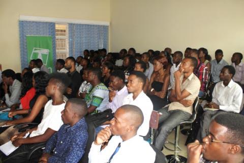 Polytechnic students listening to the presentation.