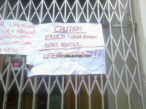 Poster  at High Court gates in Zomba