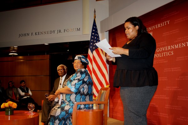 Powerful-South African politician Lindiwe Mazibuko (standing) invited Joyce Banda to Harvard University in US to give a lecture to Kennedy School of Politics students in October 2015