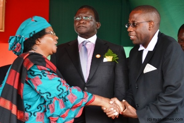 President Banda greets Chair of CONGOMA Voice Mhone at Labour Day celebrations