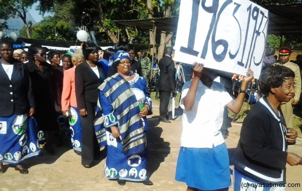 President Banda joins a procession of the alimni of between 1963 and 1973 at the Providence Secondary School 80th Anniversary celebrations in Mulanje