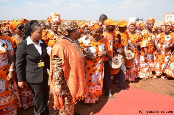 President Banda joins women in dance in celebration of the newly launched housing project