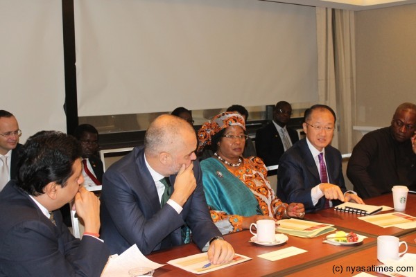 President Joyce Banda attends high level breakfast meeting with Rt Hon Tony Blair and Mr Kim President of World Bank at Sheraton hotel in New york-pic by Lisa Vintulla