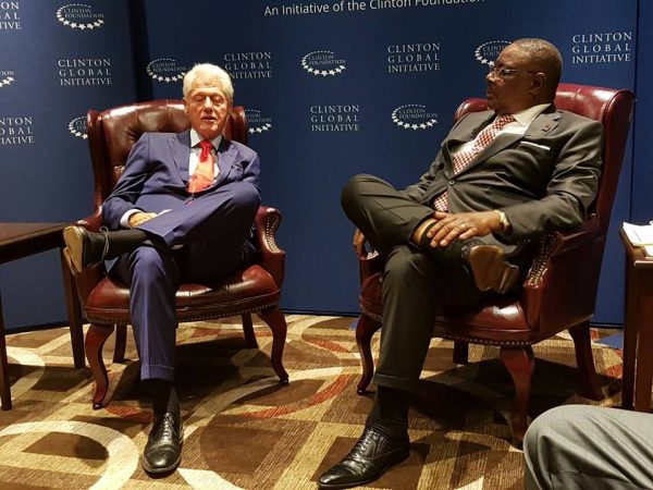 President Bill Clinton and President Peter Mutharika holding talks in New York